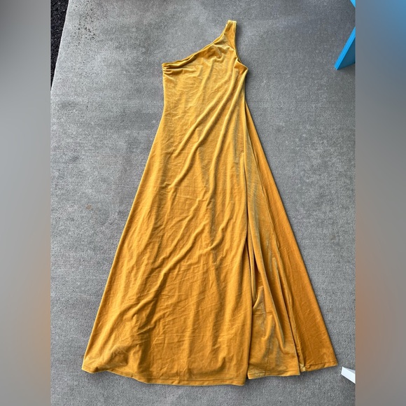 Polo Ralph Lauren gold yellow velvet one shoulder velvet dress midi cocktail NWT - Picture 9 of 11